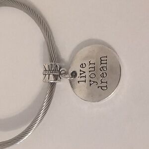 Silver Live Your Dream Dangle Charm for Pandora Style Bracelet